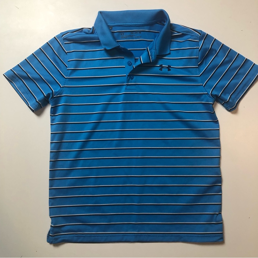 Under Armour Blue Loose Fit Golf Shirt Kids XL Heatgear